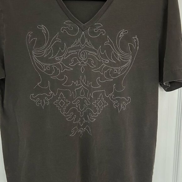 Banana Republic Women’s Gray GraphicTee Shirt Short Sleeve V-Neck Size Medium - Picture 3 of 8